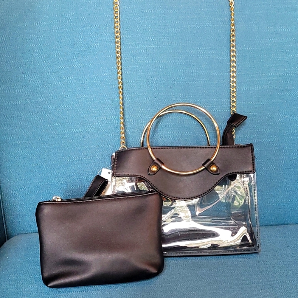 NWT- AQUA Clear Purse   w/Pouch